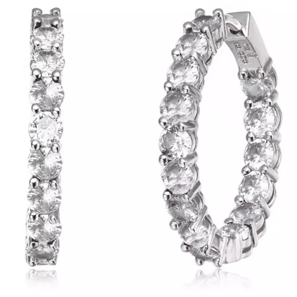 RACHEL GLAUBER Rg 14k Gold Plated Cubic Zirconia Hoop Earrings